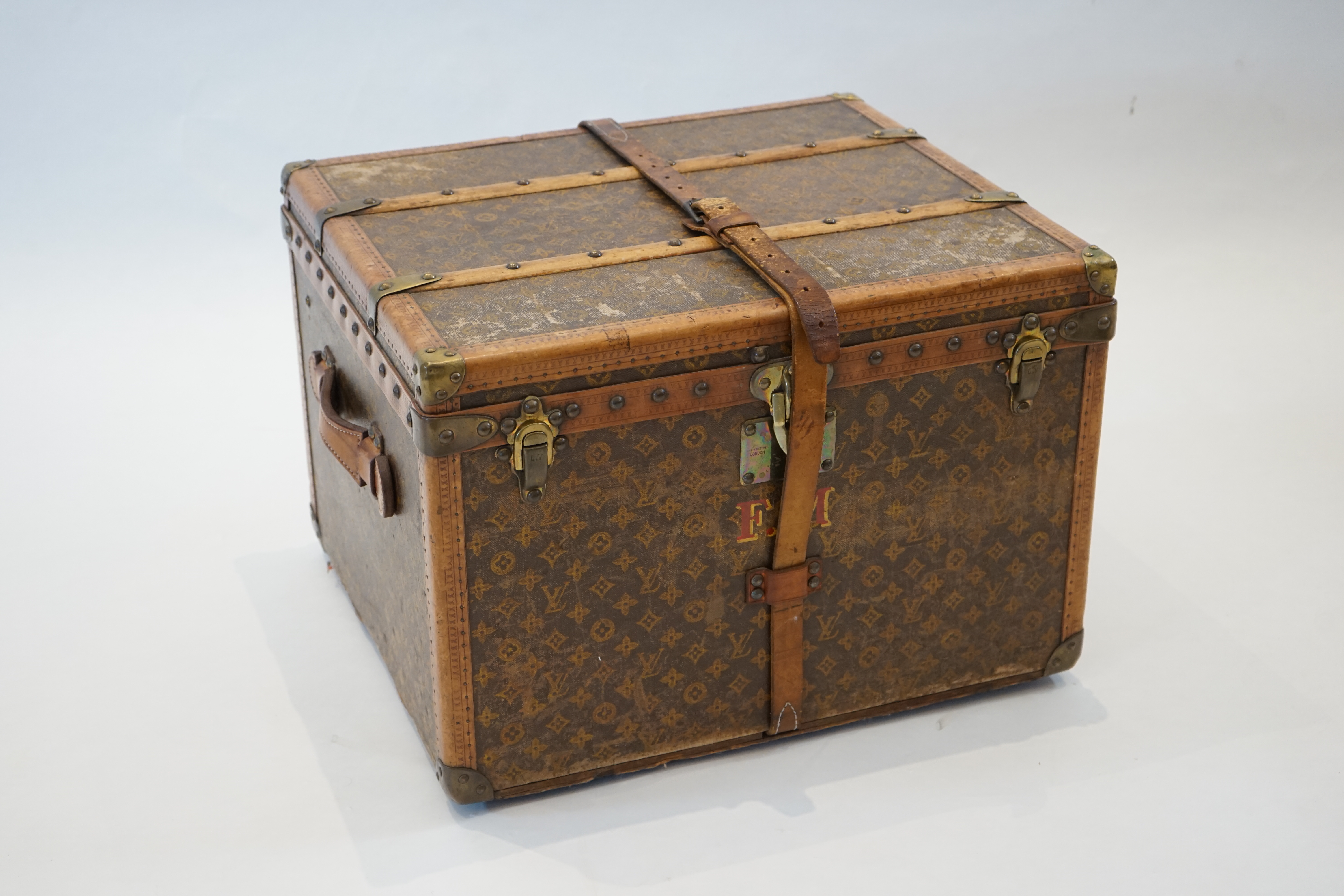 A vintage Louis Vuitton trunk width 61cm, depth 62cm, height 43cm